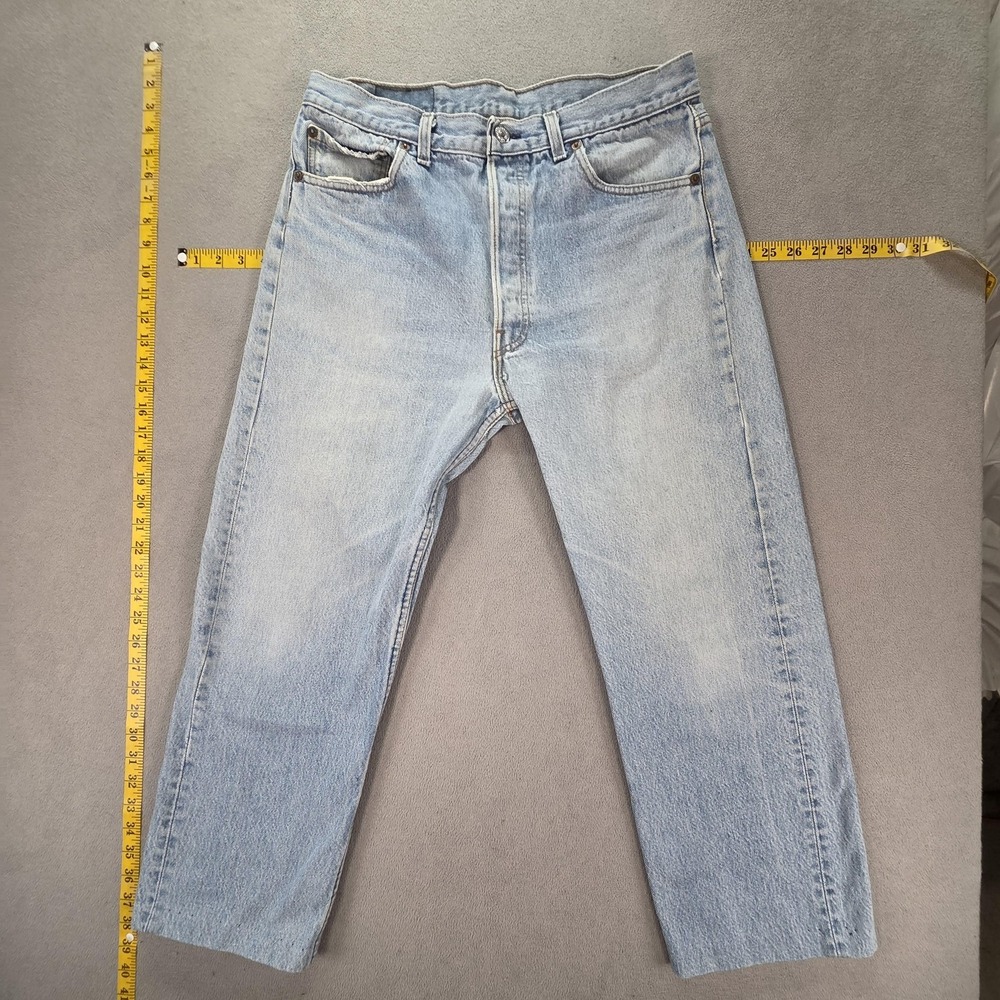 VTG Levis 501‎ Jeans Mens Blue Light Wash Made in USA Altered Hem Fits 30x25
